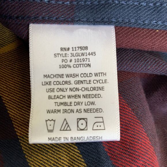 Levi's Shirt Mens Large Button-Down Flannel Cotton Multicolor Plaid Standard Fit - Picture 4 of 6